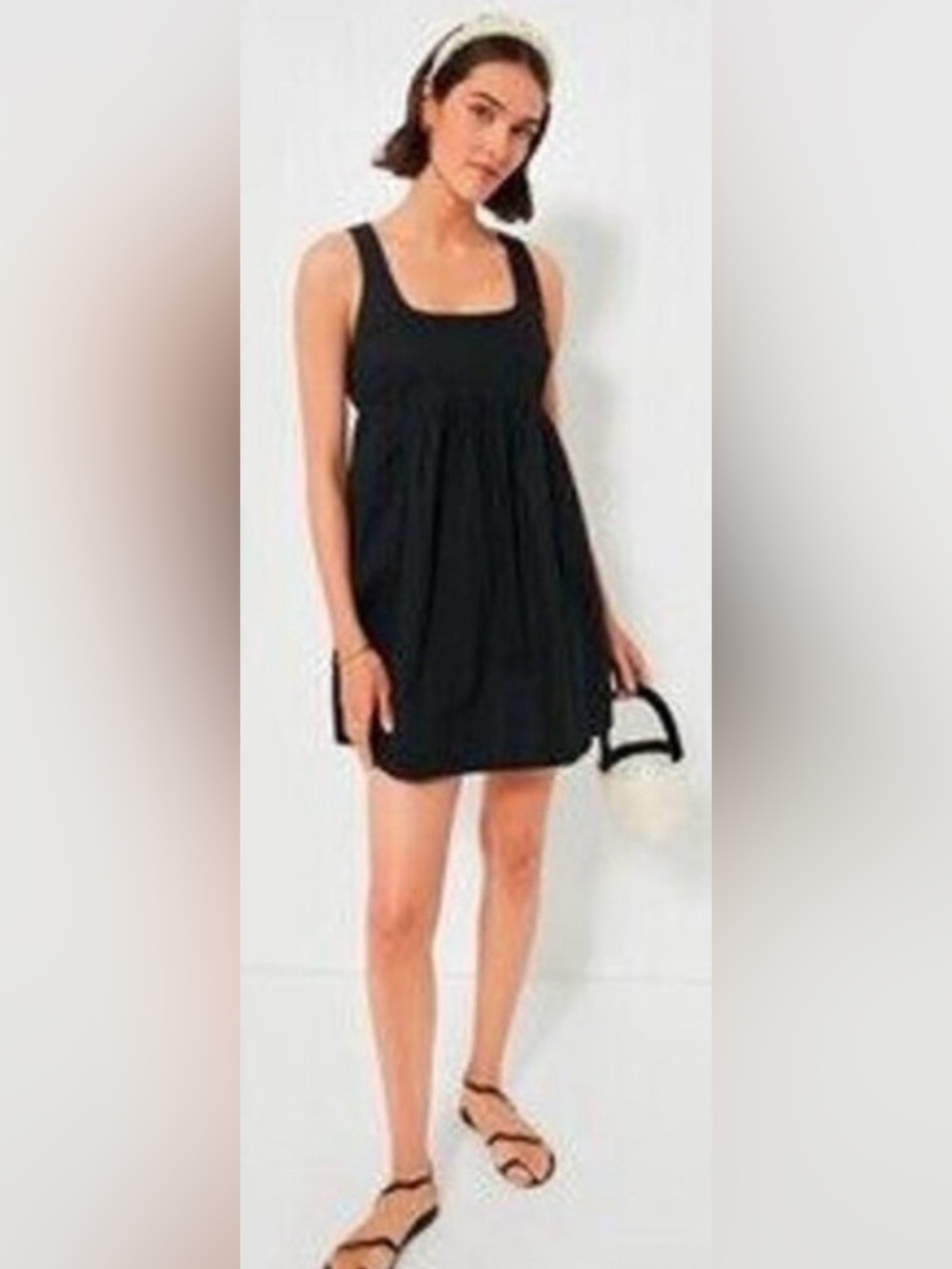 Pomander Place | NEW Black Porto Square Neckline Sleeveless Mini Dress Size L